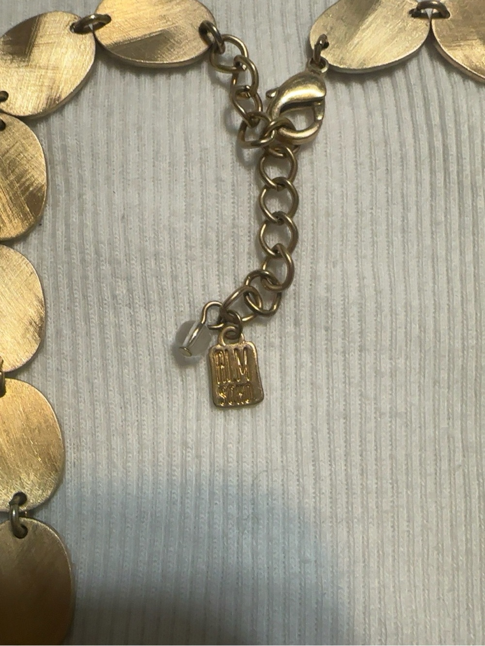 HLM SORA Gold Tone Brushed Disc Statement Y Necklace with Adjustable Chain - Picture 3 of 3